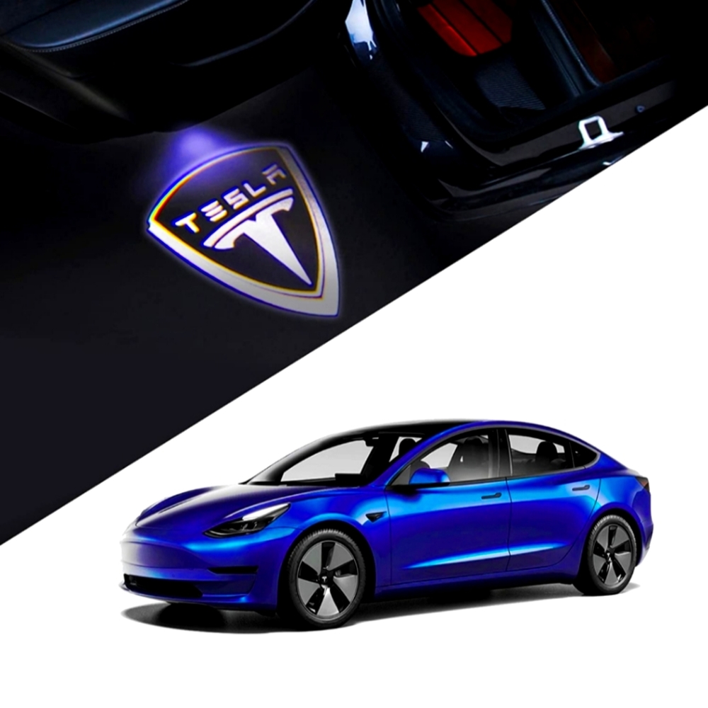 Tesla LED Logo Projector Puddle Lights, Car Door Light Accessories for Model Y/S